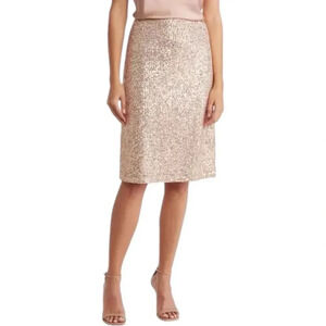 Adrianna Papell Beige Sequin Knee Length Skirt M